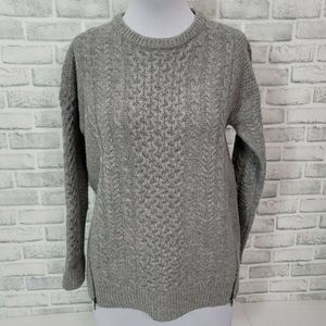 Vero Moda Womens M Grey Chunky Cable Knit Pullover Sweater Side Zipper‎ Detail
